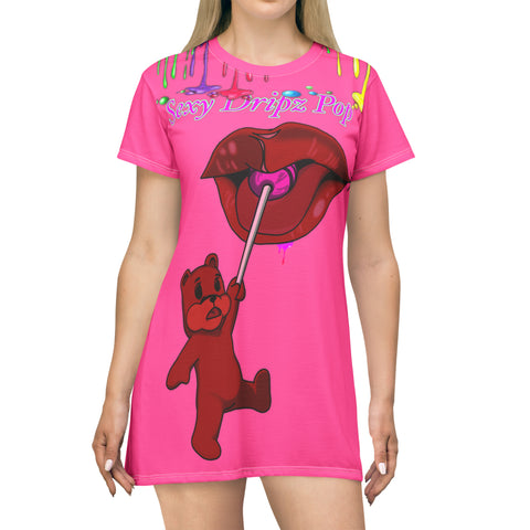 Sexy Dripz Pop Pink T-Shirt Dress