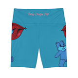 Turquoise 'Sexy Dripz Pop' Workout Shorts