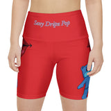 Red 'Sexy Dripz Pop' Workout Shorts