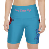 Turquoise 'Sexy Dripz Pop' Workout Shorts