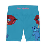 Turquoise 'Sexy Dripz Pop' Workout Shorts