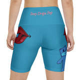 Turquoise 'Sexy Dripz Pop' Workout Shorts