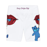 White 'Sexy Dripz Pop' Workout Shorts