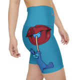 Turquoise 'Sexy Dripz Pop' Workout Shorts