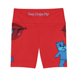 Red 'Sexy Dripz Pop' Workout Shorts