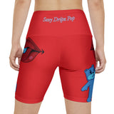 Red 'Sexy Dripz Pop' Workout Shorts