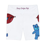 White 'Sexy Dripz Pop' Workout Shorts