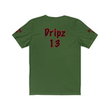 "Dripz 13 tee back design"
