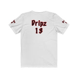 "Dripz 13 tee back design"