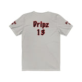 "Dripz 13 tee back design"